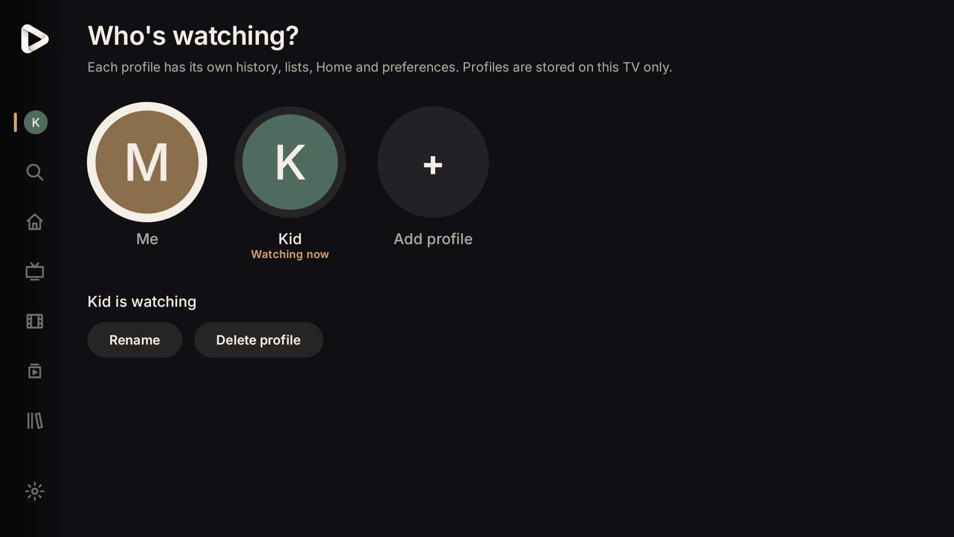 Who's watching screen with two profiles